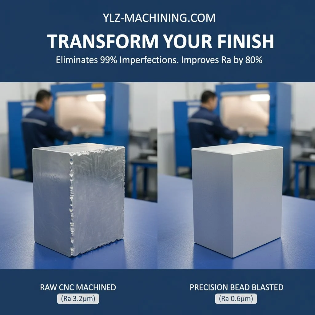 Comparison of as-machined vs uniform bead blasted satin finish on aluminum