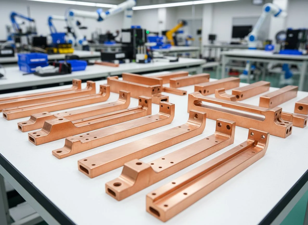 Custom C101 oxygen-free copper bus bars for EV power electronics