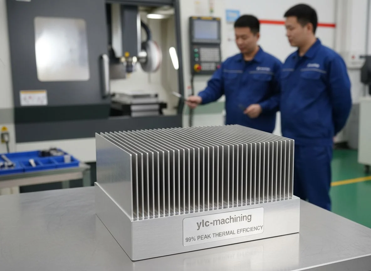 Custom CNC machined aluminum heatsink with high-density fins