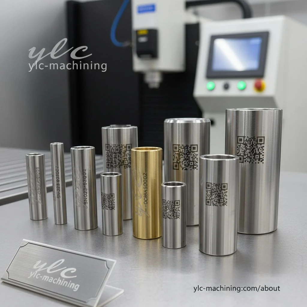 360-degree rotary laser marking on a cylindrical CNC machined part