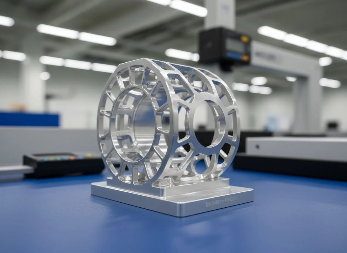 5-axis milled aluminum aerospace bracket with thin walls
