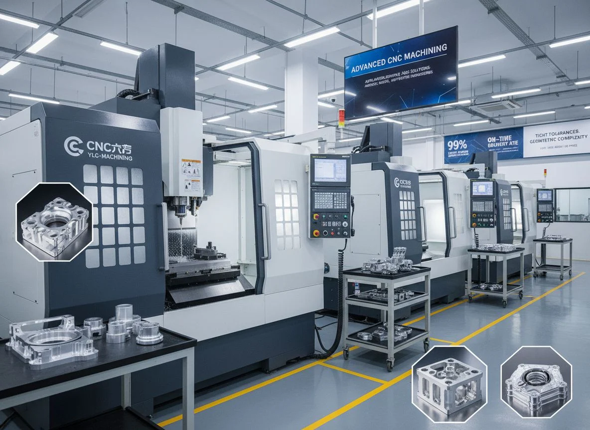 Advanced 5-axis CNC machining center producing high-tolerance industrial components