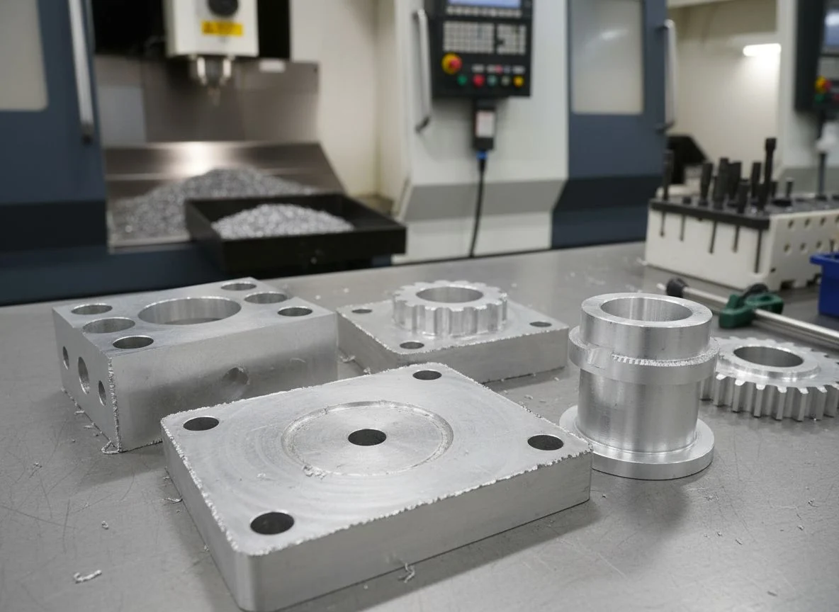 As-machined CNC parts with visible tool marks