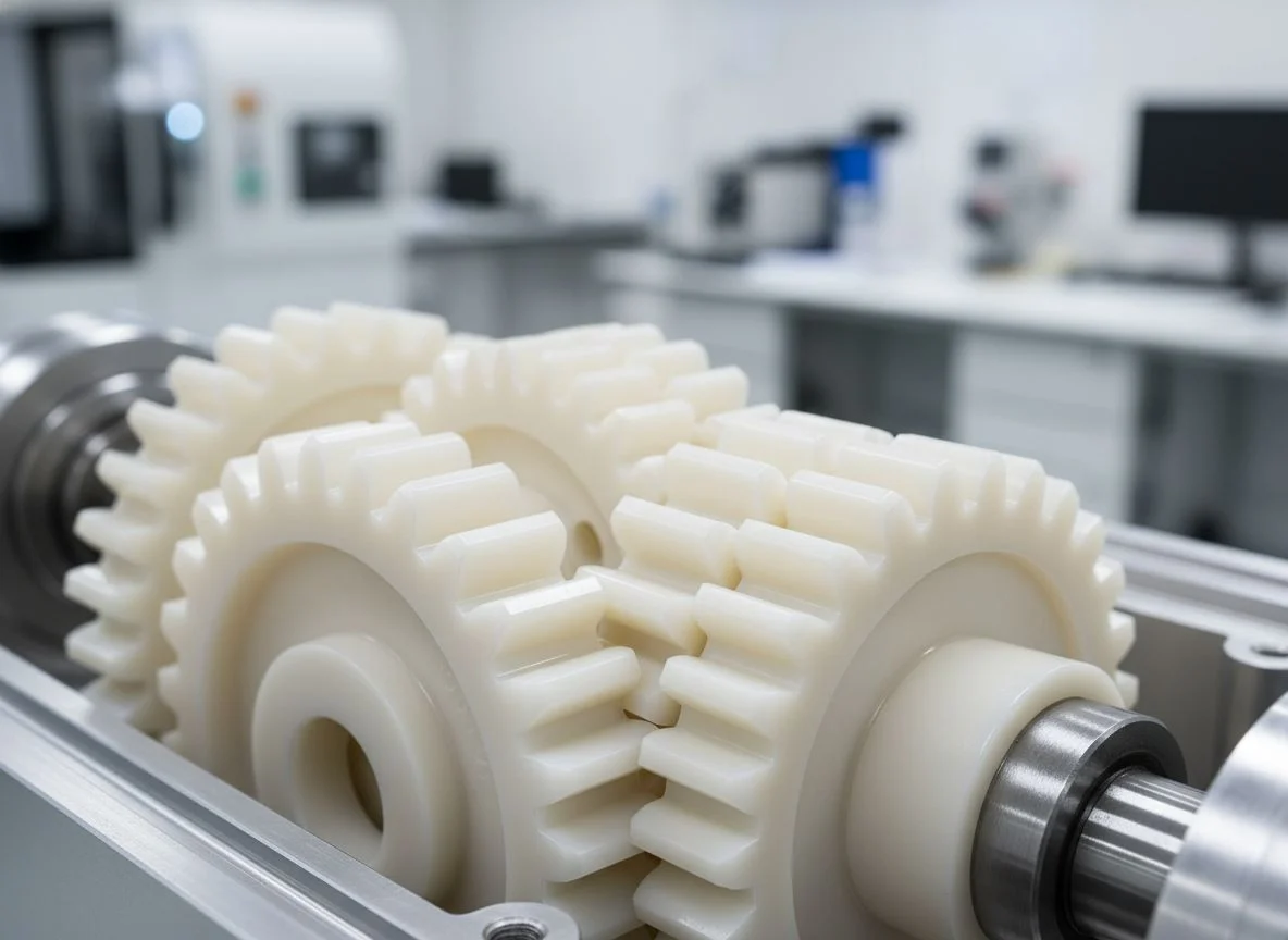 CNC machined Black Nylon 66 gears for robotics