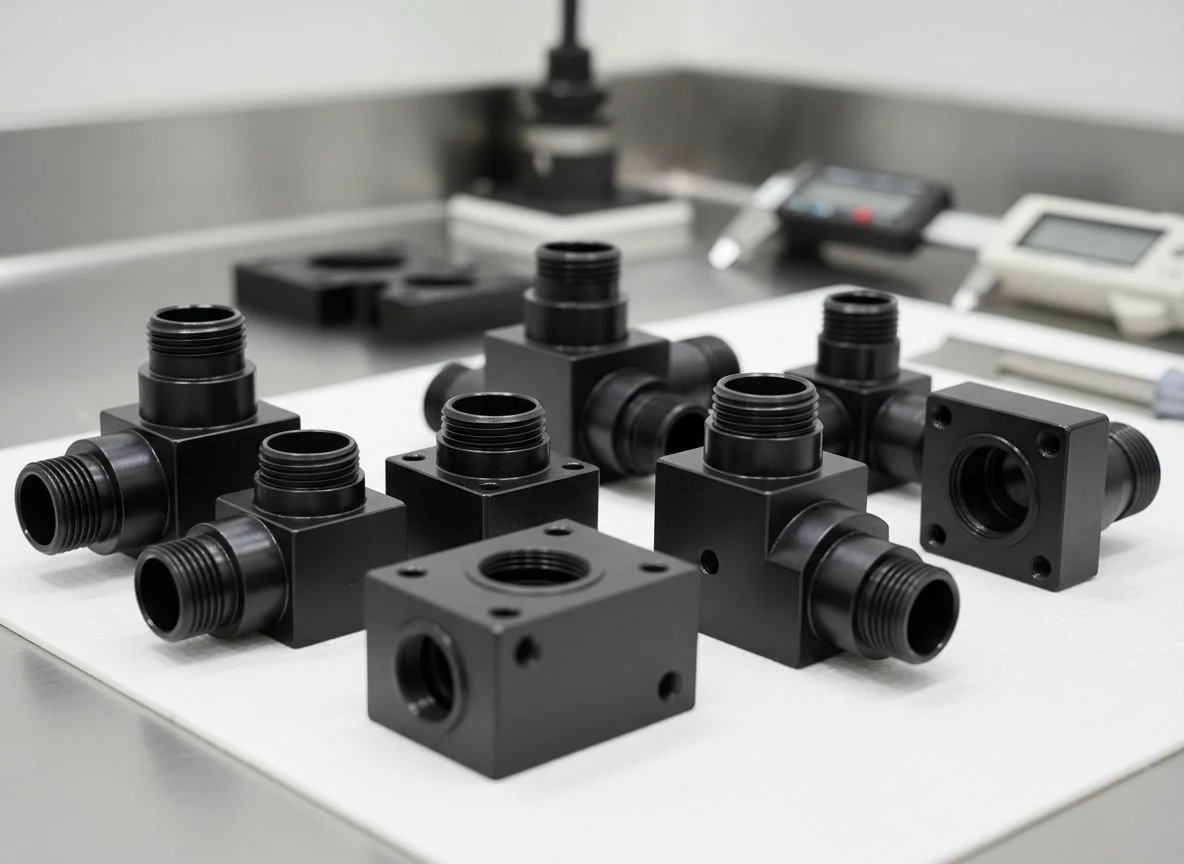 Custom CNC machined black Delrin parts