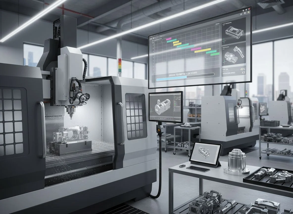 Dedicated CNC prototype machining cell with high-speed spindles
