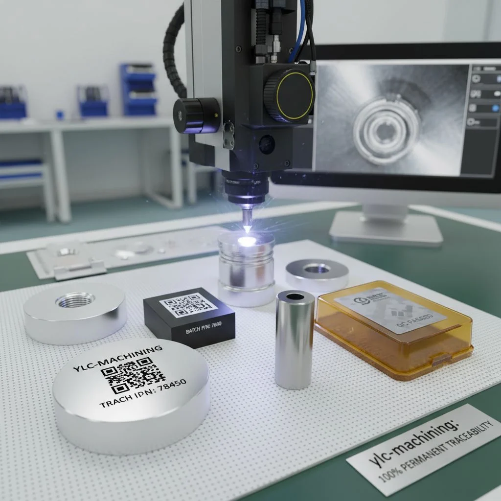 Fiber laser marking on aluminum and steel industrial parts