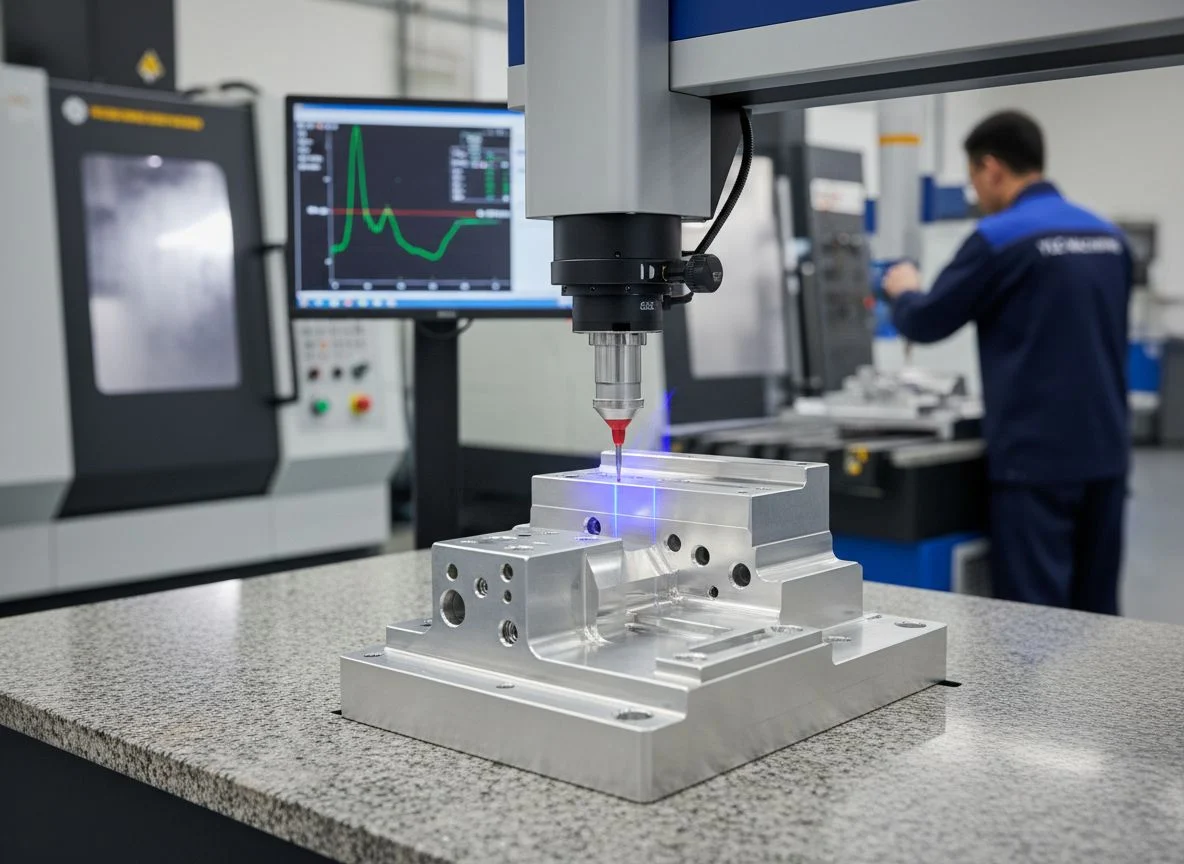 Finished milled industrial parts verified by CMM inspection