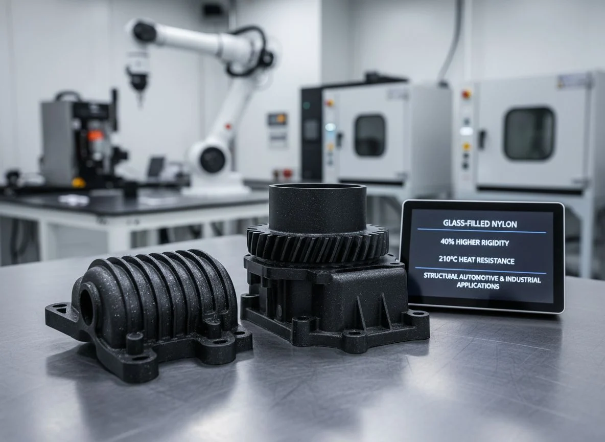 Glass-filled Nylon housing part for automotive application