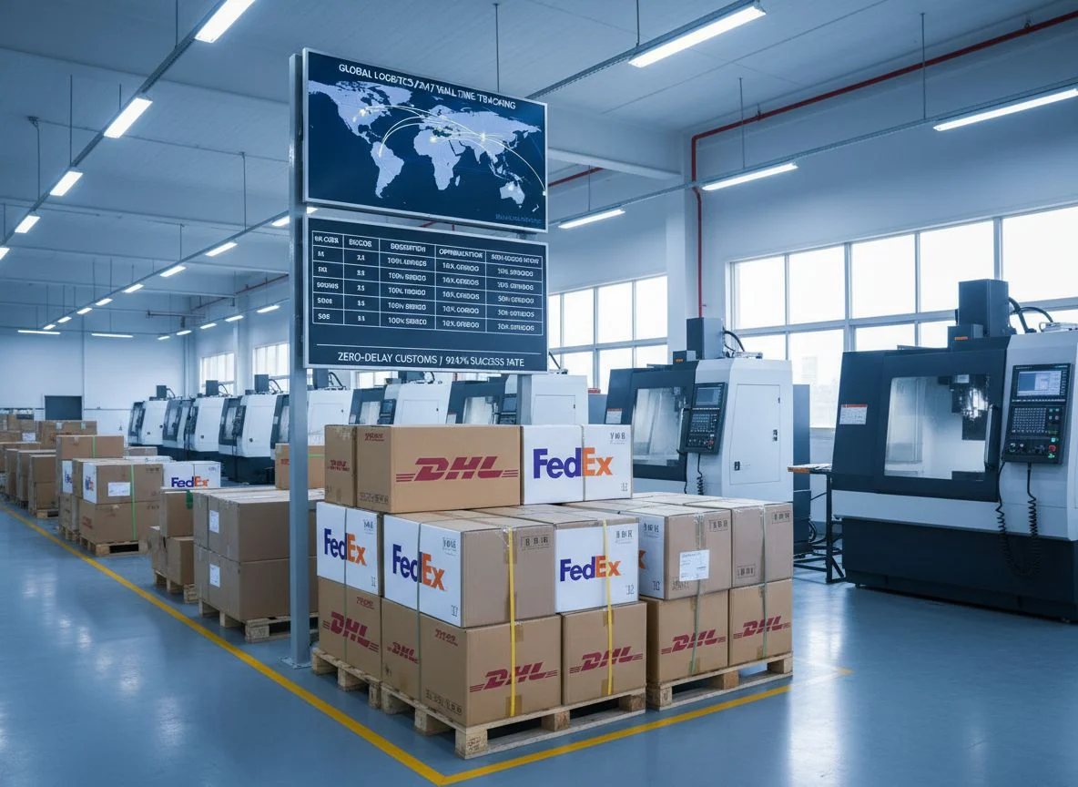 Global logistics via DHL and FedEx for CNC parts