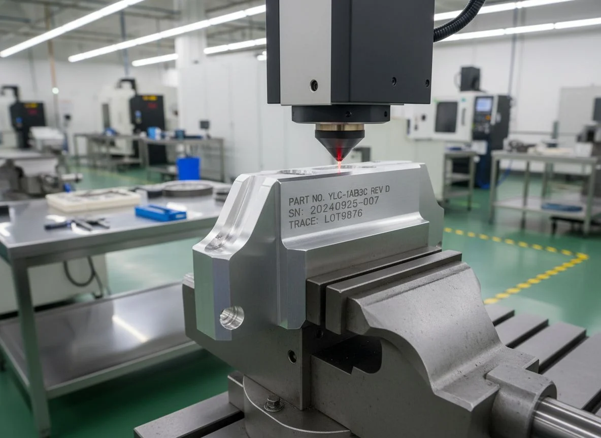 Laser marked titanium components