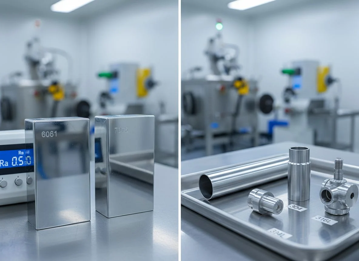 Mirror polished aluminum and stainless steel CNC parts