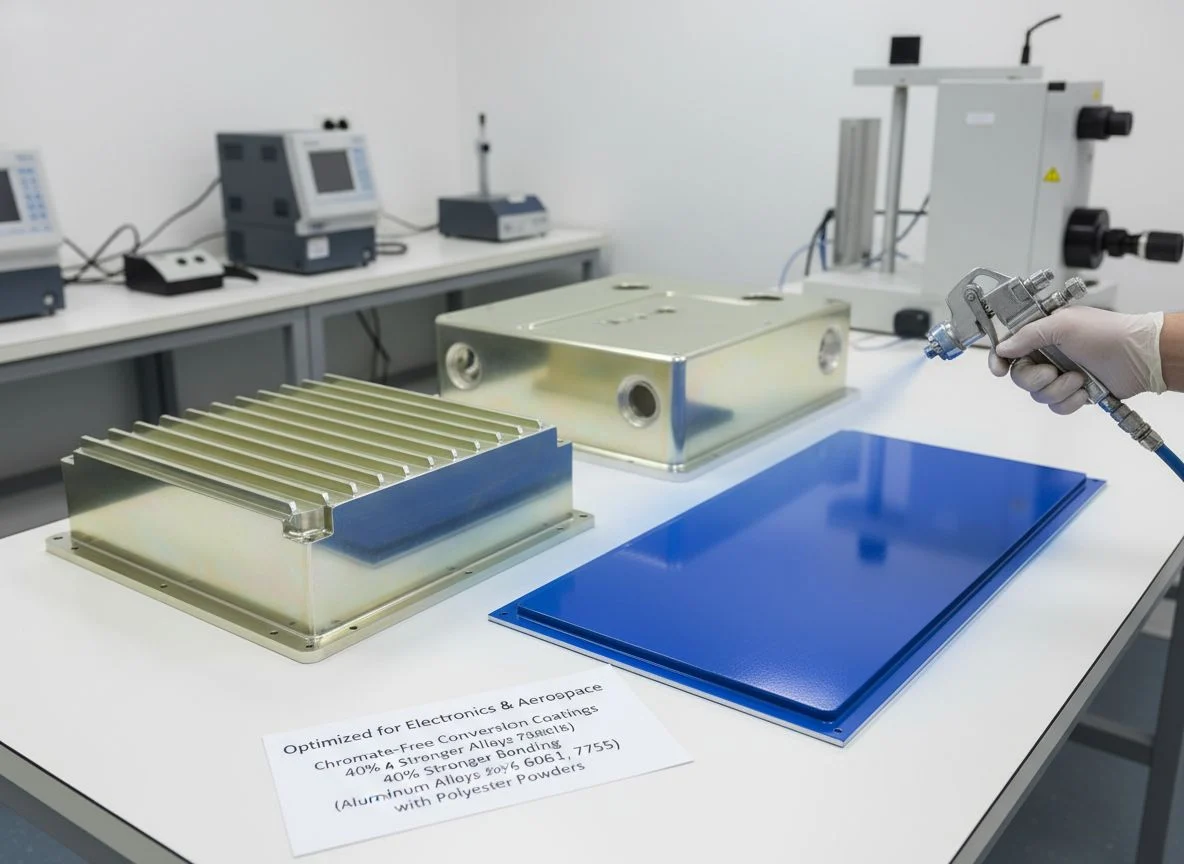 Powder coated aluminum machined components