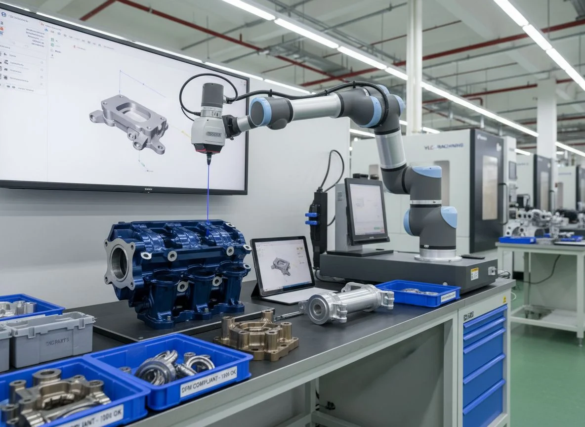 Precision quality inspection of an automotive CNC rapid prototype to ensure DFM compliance