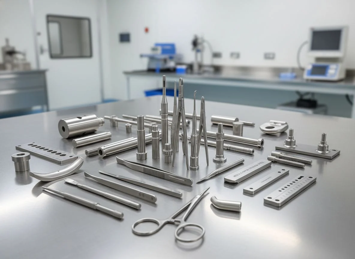 Precision turned stainless steel 316L medical shaft