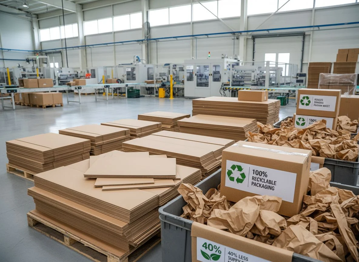 Recyclable cardboard packaging for CNC parts
