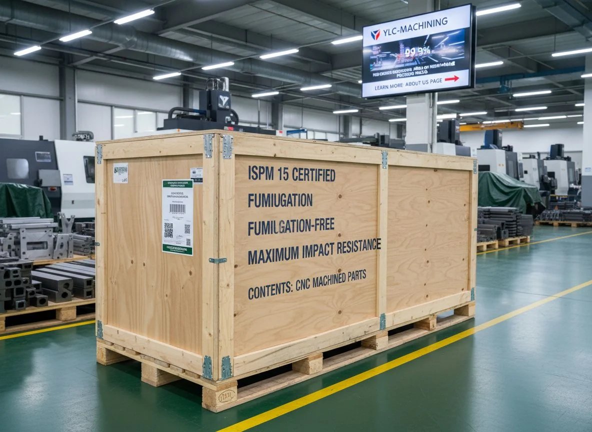 Secure export crating and palletizing for CNC parts