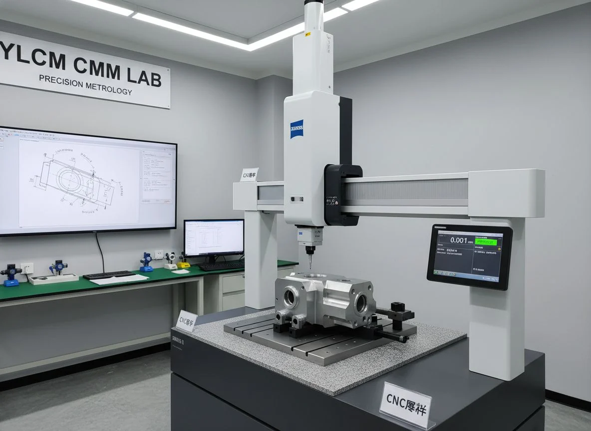 ZEISS CMM inspection verifying GD&T on complex CNC machined aerospace component